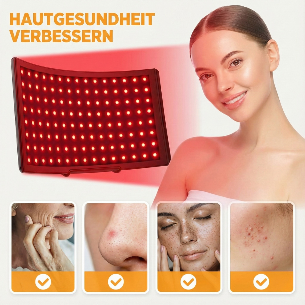 HomeLight Pro Rotlichttherapie-Panel, 660nm + 850nm Wellenlängen für Gesicht & Körper, Gewölbtes Design mit Fokus-Technologie, Anti-Aging und Schmerzlinderung, inkl. Standfuß & Schutzbrille