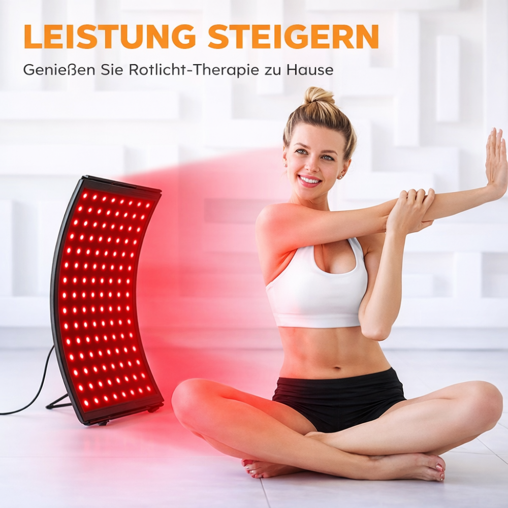 HomeLight Pro Rotlichttherapie-Panel, 660nm + 850nm Wellenlängen für Gesicht & Körper, Gewölbtes Design mit Fokus-Technologie, Anti-Aging und Schmerzlinderung, inkl. Standfuß & Schutzbrille
