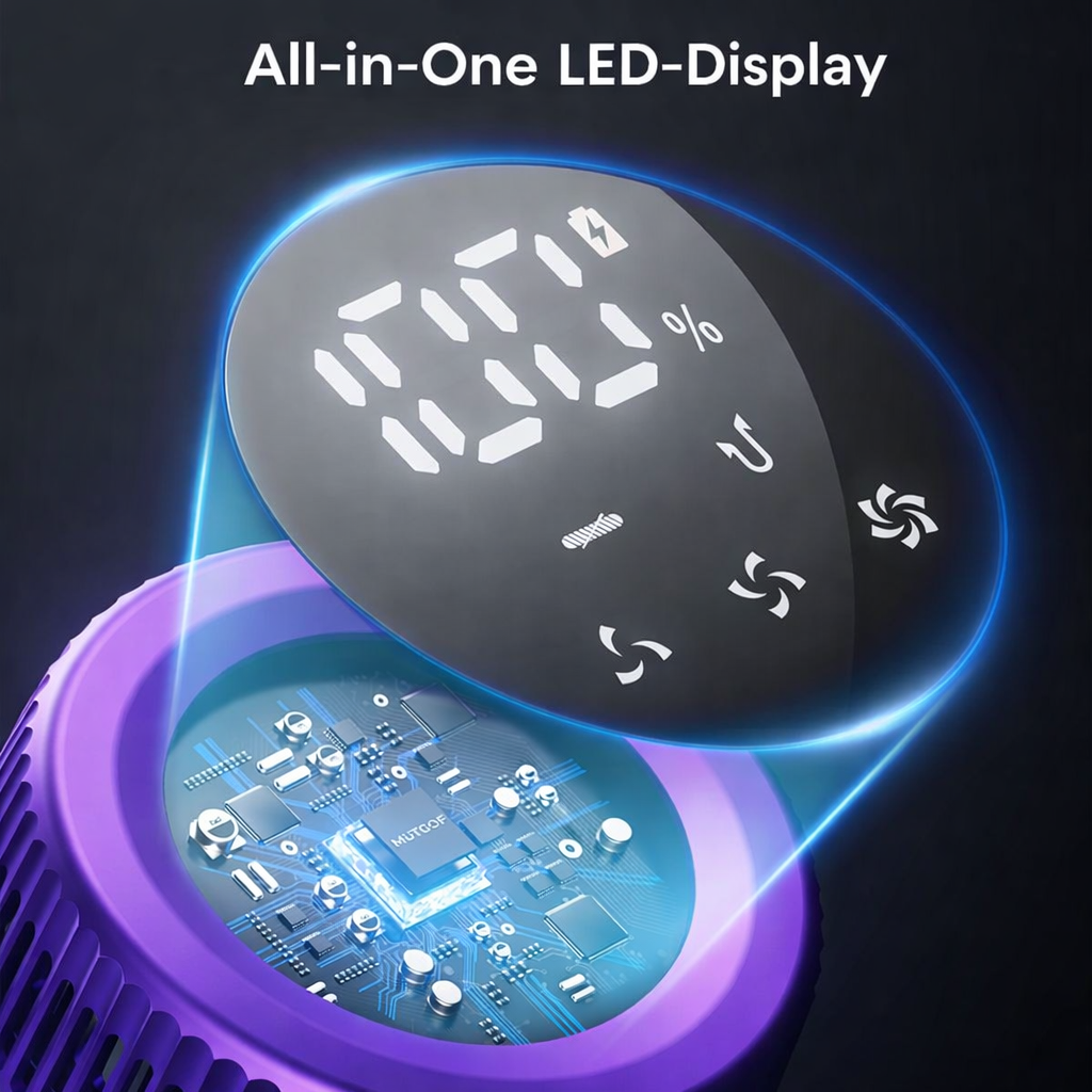 Premium Akku-Staubsauger mit LED-Stauberkennung / Bis zu 60 Minuten Laufzeit / 600W Motor & 50.000 Pa Saugkraft / Beutelloser Staubsauger für Teppiche, Hartböden & Tierhaare